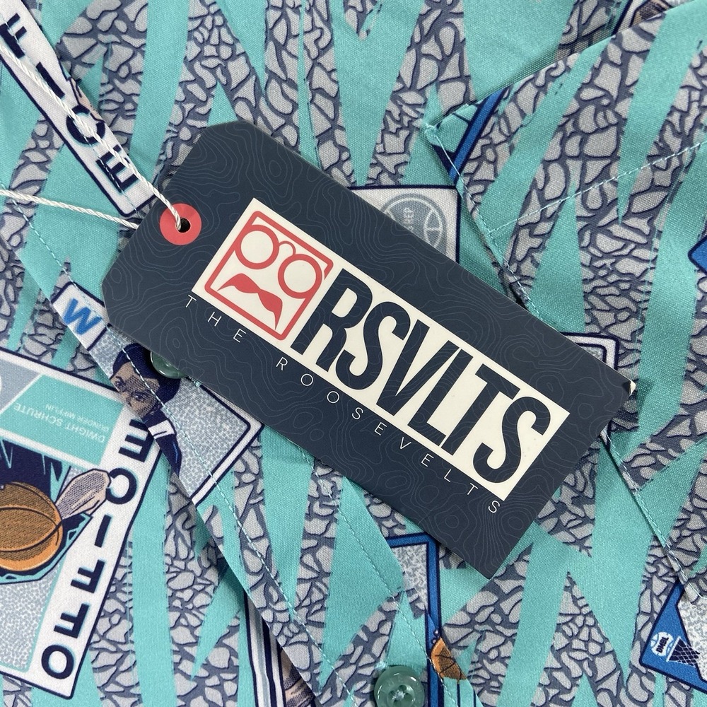 RSVLTS Shirt men's 4XL The Office x Roosevelts Button Down Basketball Cards NWT - Picture 3 of 13